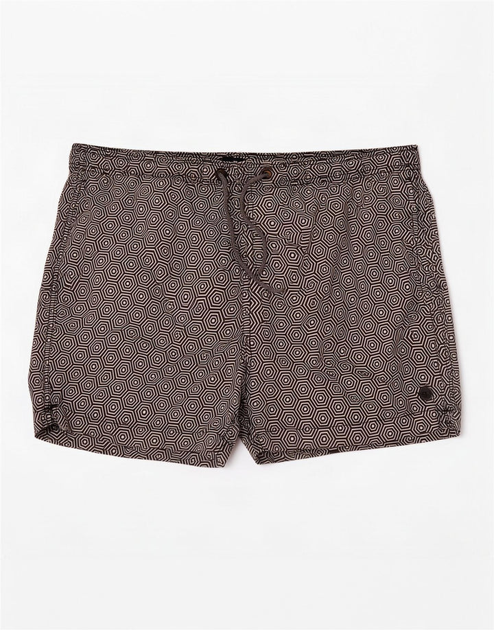 Superdry Herren-Badeshorts XL, schwarzes, geometrisches Polyester