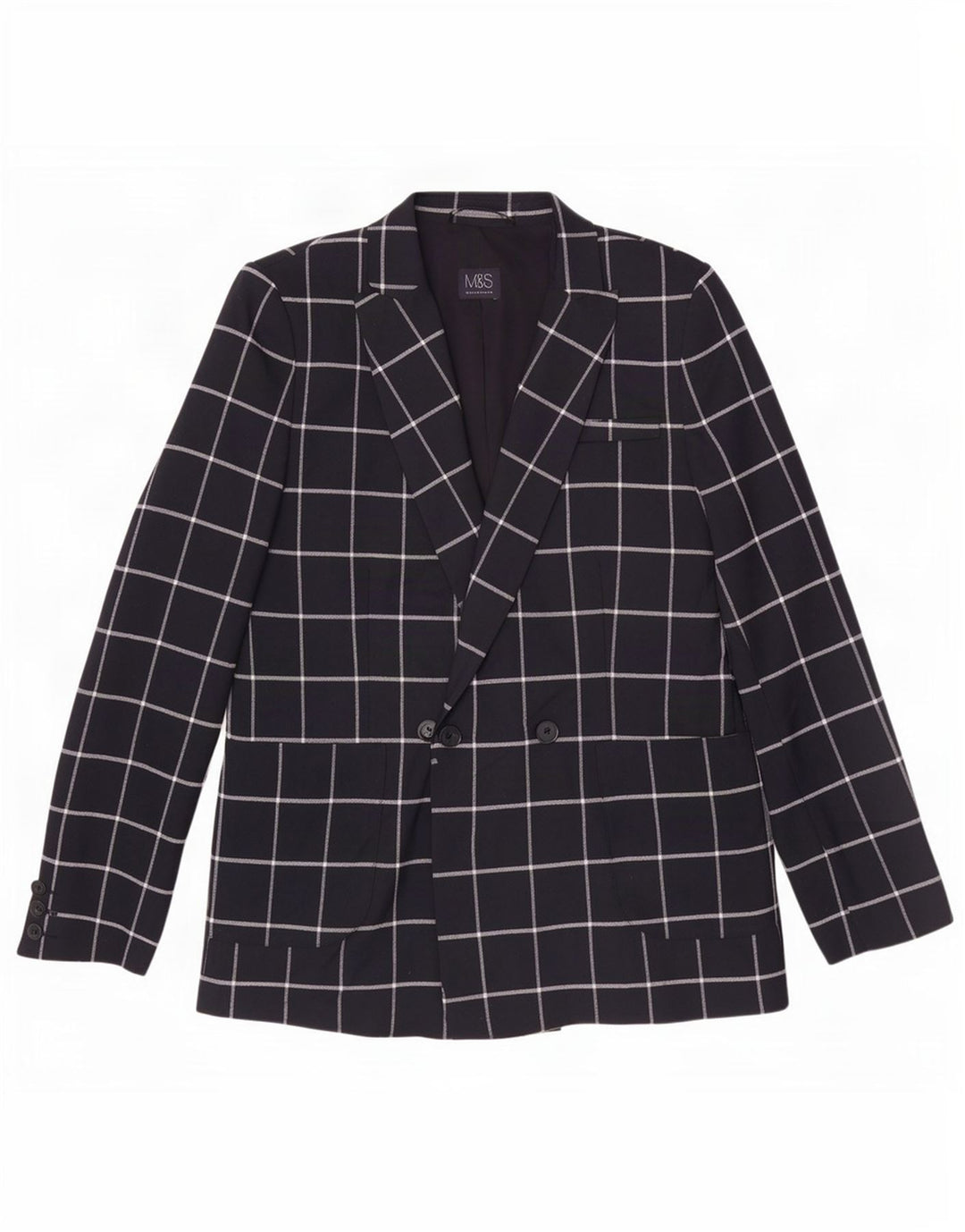 Marks & Spencer Damen Blazer Jacke UK 12 Medium Navy Blue Check