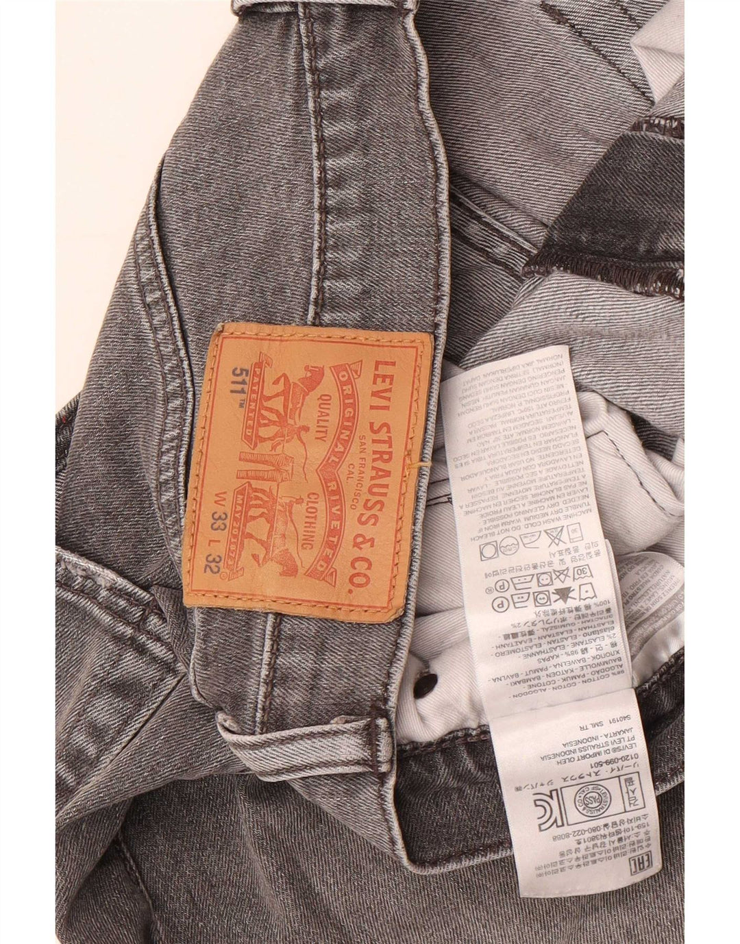 Levi's Herren 511 Slim Jeans W33 L32 Graue Baumwolle