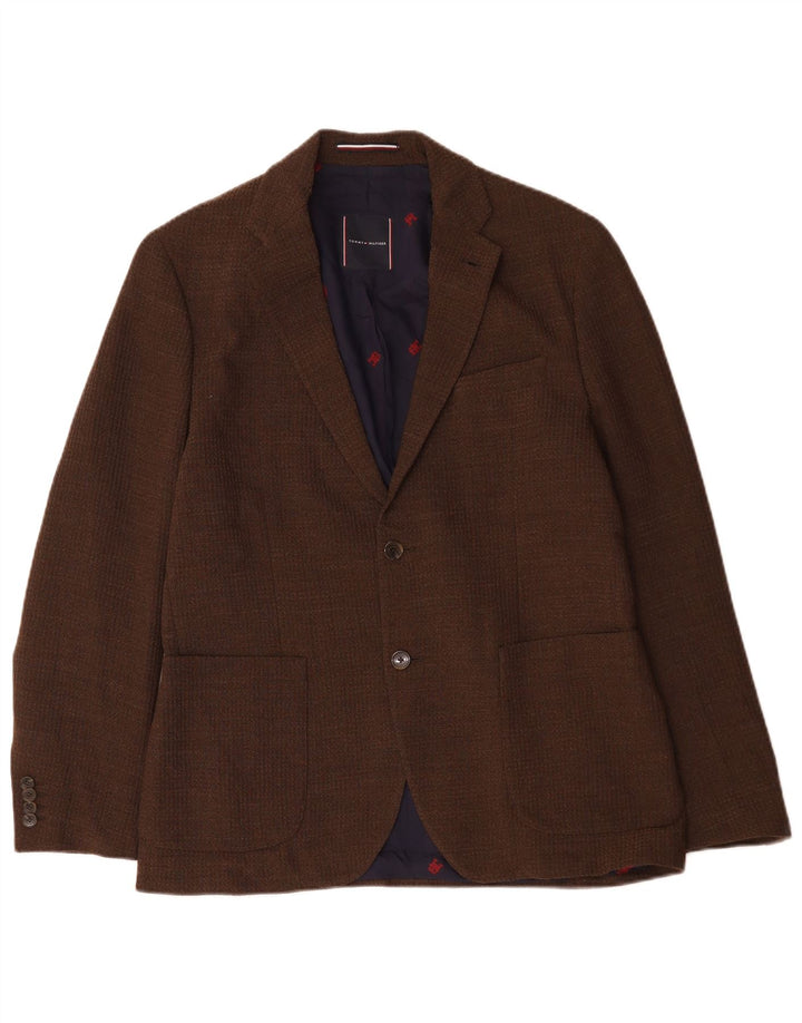 Tommy Hilfiger Herren-Blazer mit 2 Knöpfen, IT 50, großes braunes Polyester