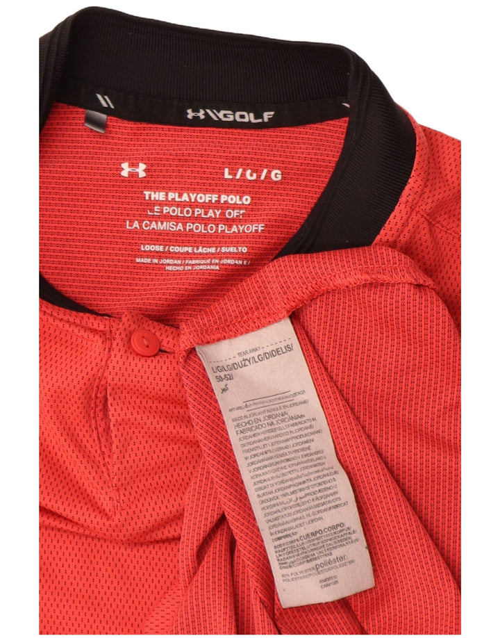 Under Armour Herren-Poloshirt, großes rotes Colourblock-Polyester