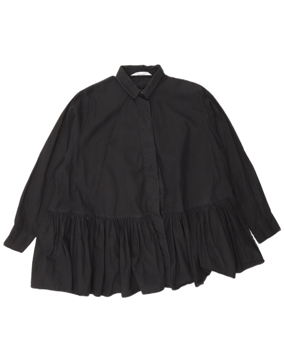 Übergroße Hemdbluse für Damen von Zara, Gr. 10, Größe S, Schwarz, Baumwolle