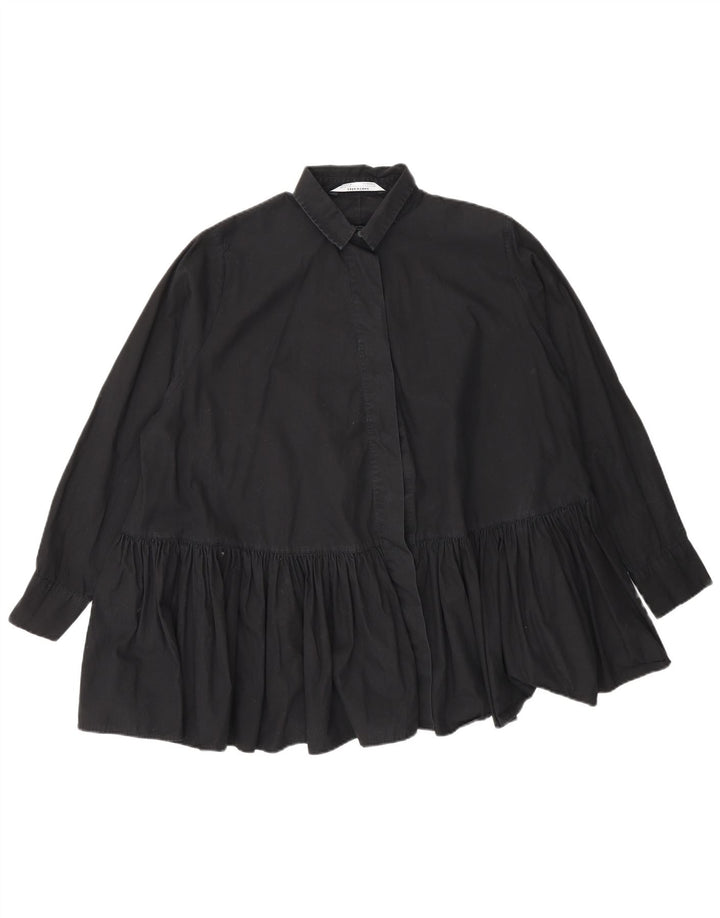 Übergroße Hemdbluse für Damen von Zara, Gr. 10, Größe S, Schwarz, Baumwolle