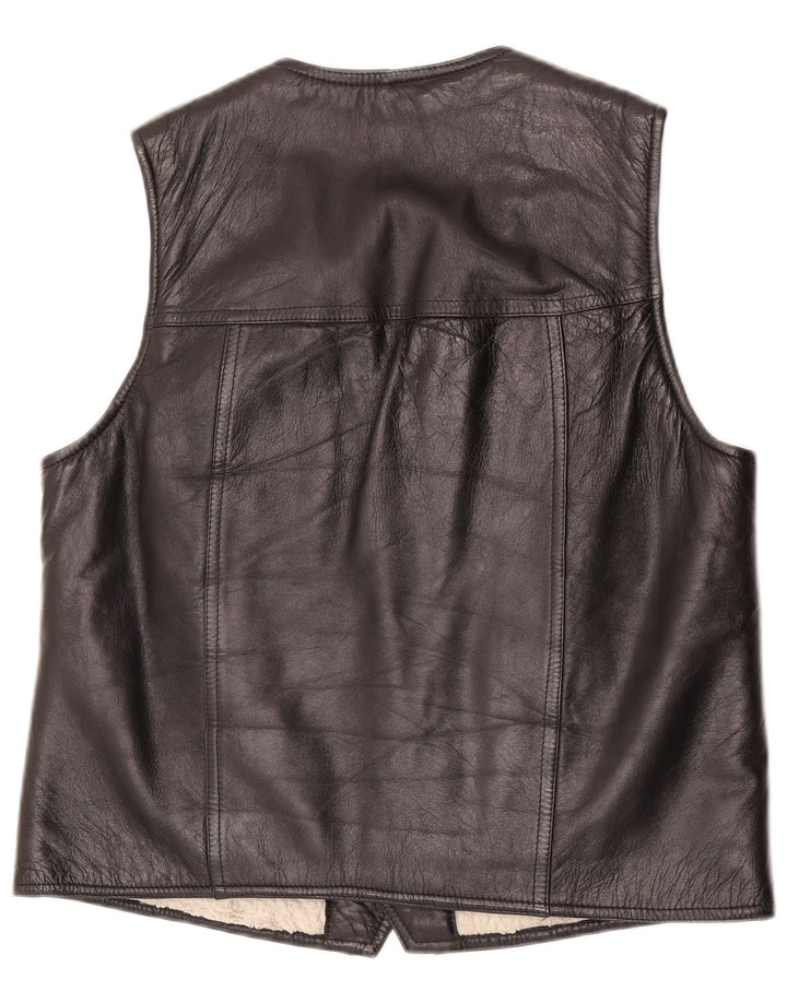 Vintage Herren Lederweste Medium Schwarz