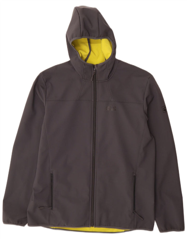 Jack Wolfskin Herren-Windbreakerjacke mit Kapuze, UK 48 2XL, graues Polyester