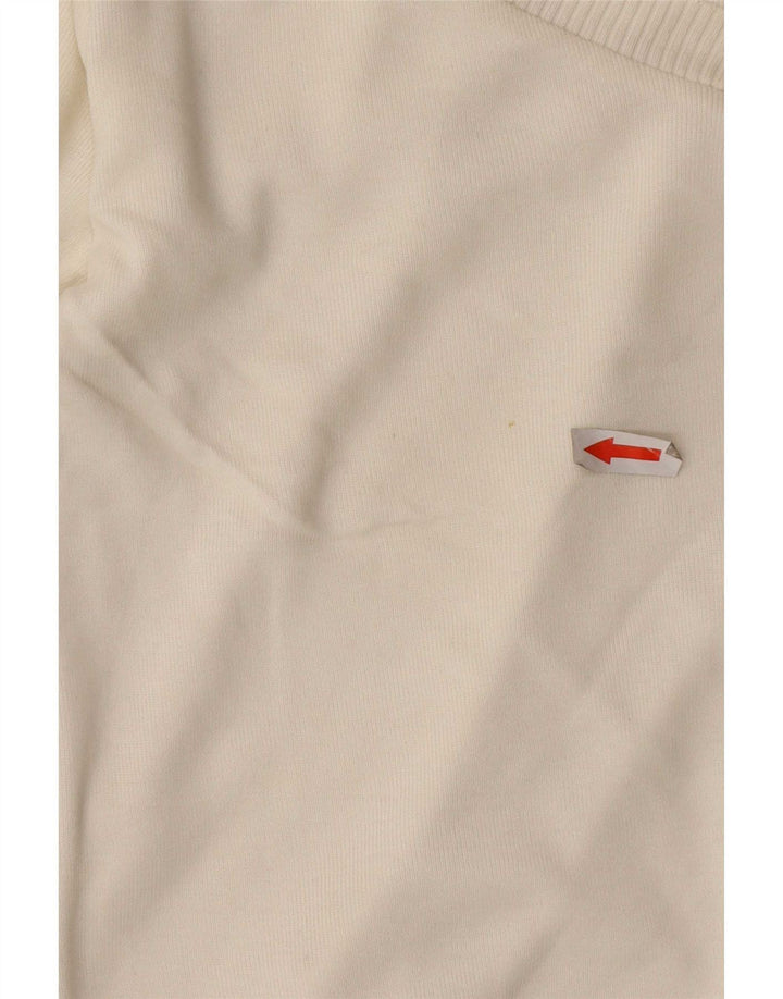 Massimo Dutti Damen-Pullover mit bauchfreiem V-Ausschnitt, Gr. 12, Mittel, gebrochenes Weiß