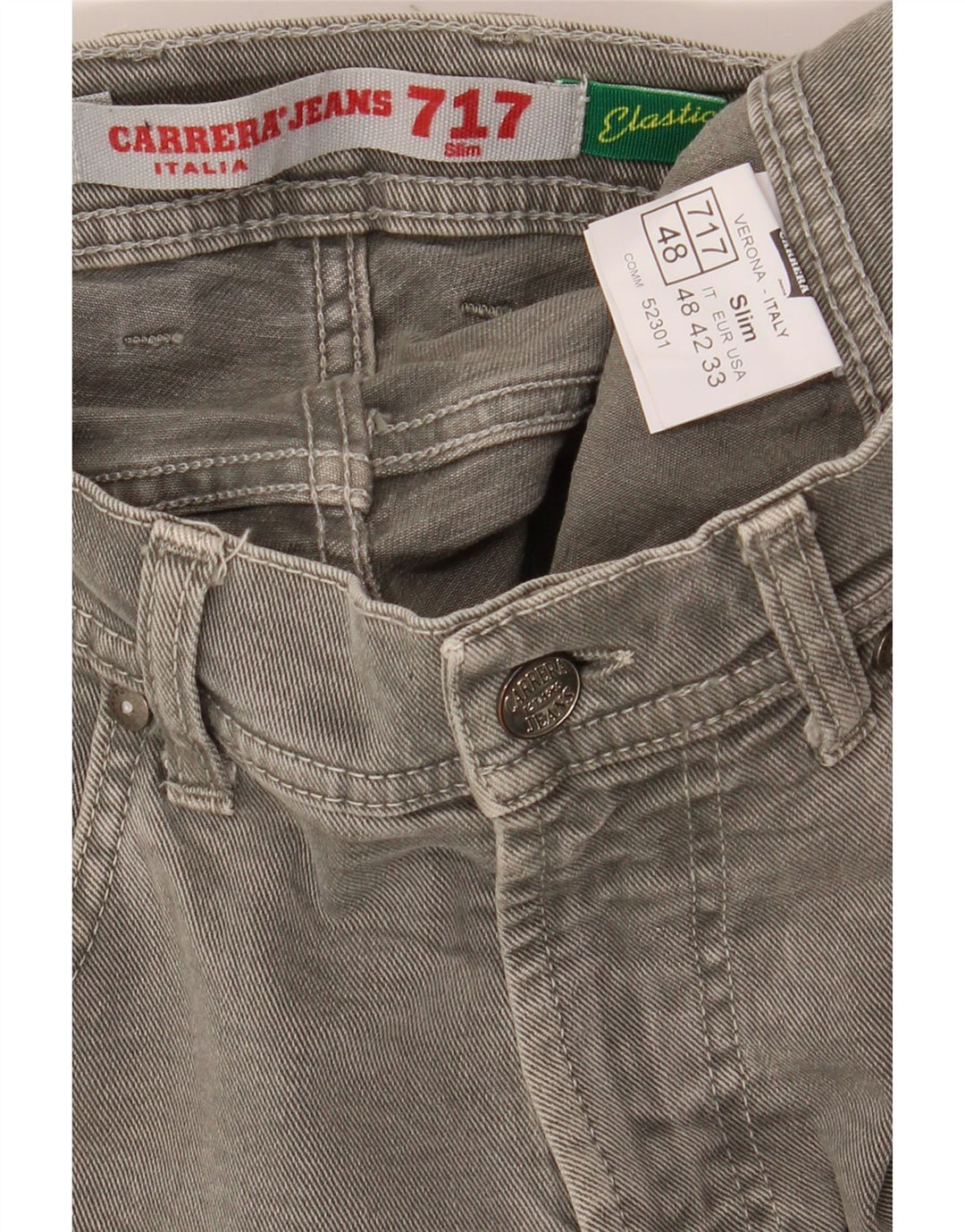 CARRERA Herren 717 Slim Jeans IT 48 Medium W33 L32 Graue Baumwolle