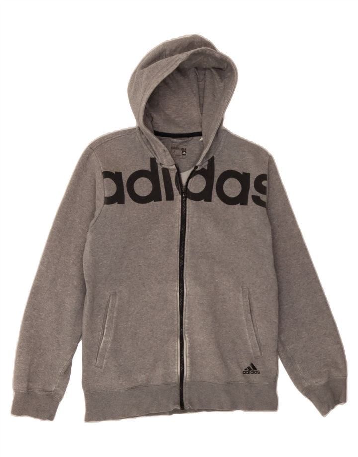 ADIDAS Mens Graphic Zip Hoodie Sweater Medium Grey Cotton Vintage Adidas and Second-Hand Adidas from Messina Hembry 