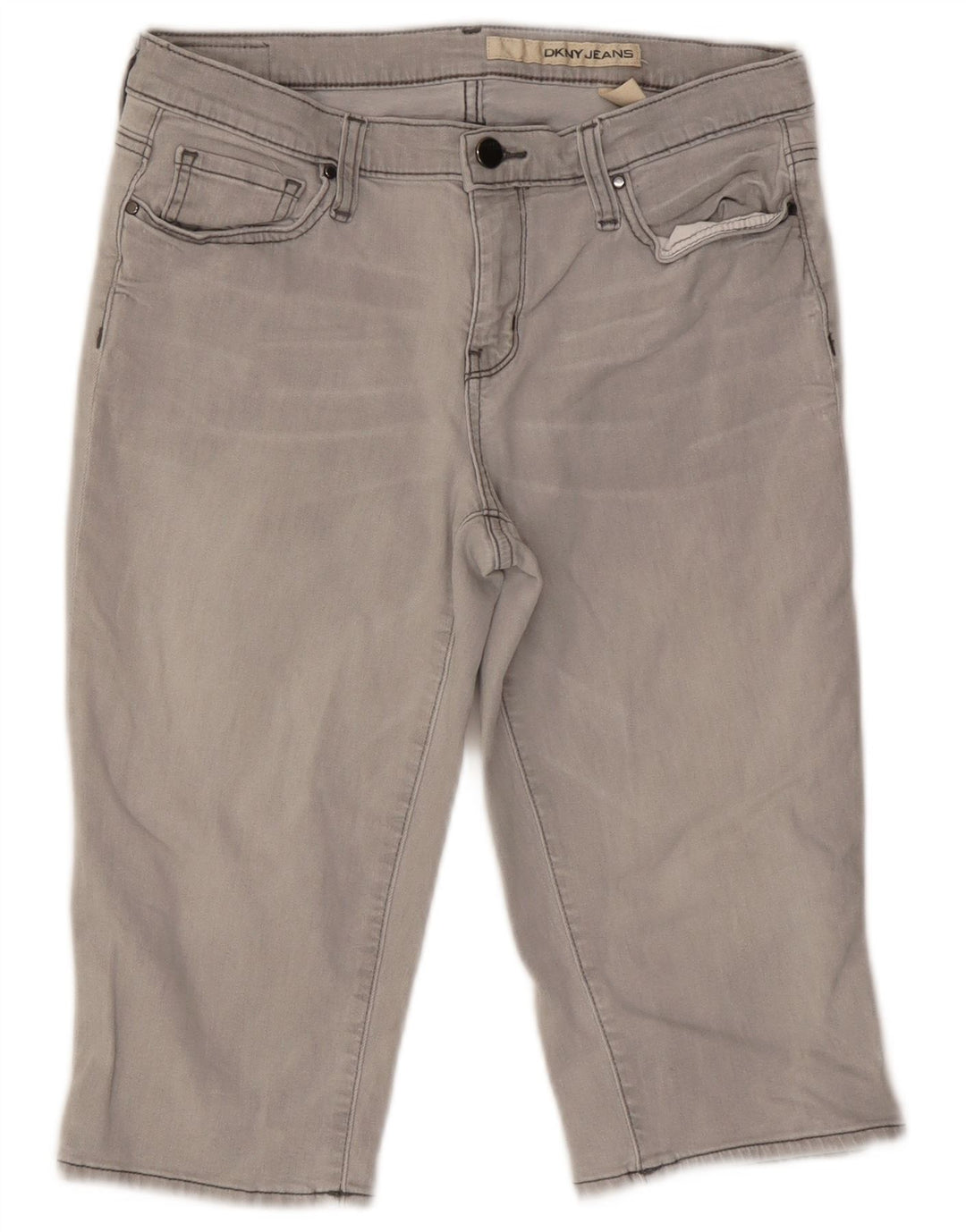 DKNY Damen Jeansshorts US 10 Large W27 Graue Baumwolle