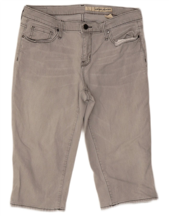DKNY Damen Jeansshorts US 10 Large W27 Graue Baumwolle