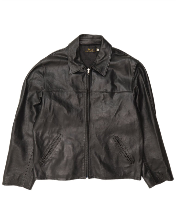 Vintage Herren Lederjacke UK 40 Large Schwarz