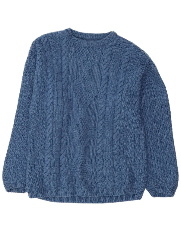Vintage Herren Pullover mit U-Boot-Ausschnitt Mittelblau