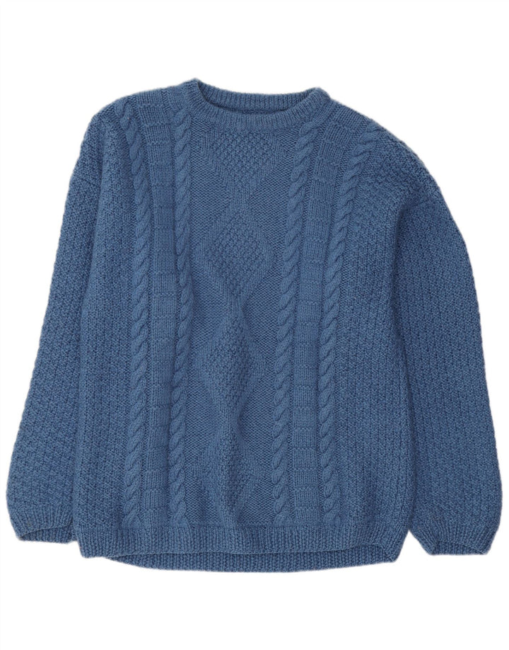 Vintage Herren Pullover mit U-Boot-Ausschnitt Mittelblau