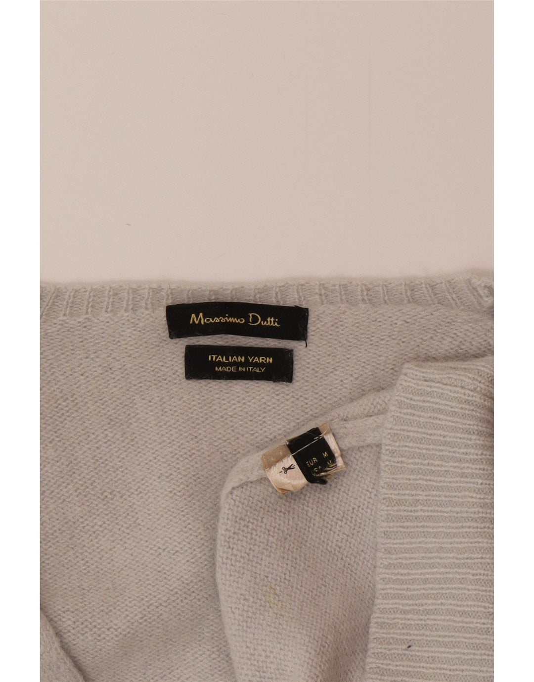 Massimo Dutti Damen-Pullover mit V-Ausschnitt, UK 12, Mittelgrau