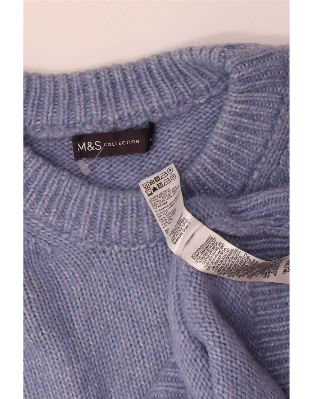 Marks & Spencer Damen Übergroßer Pullover mit Rundhalsausschnitt, UK 14, Mittelblau