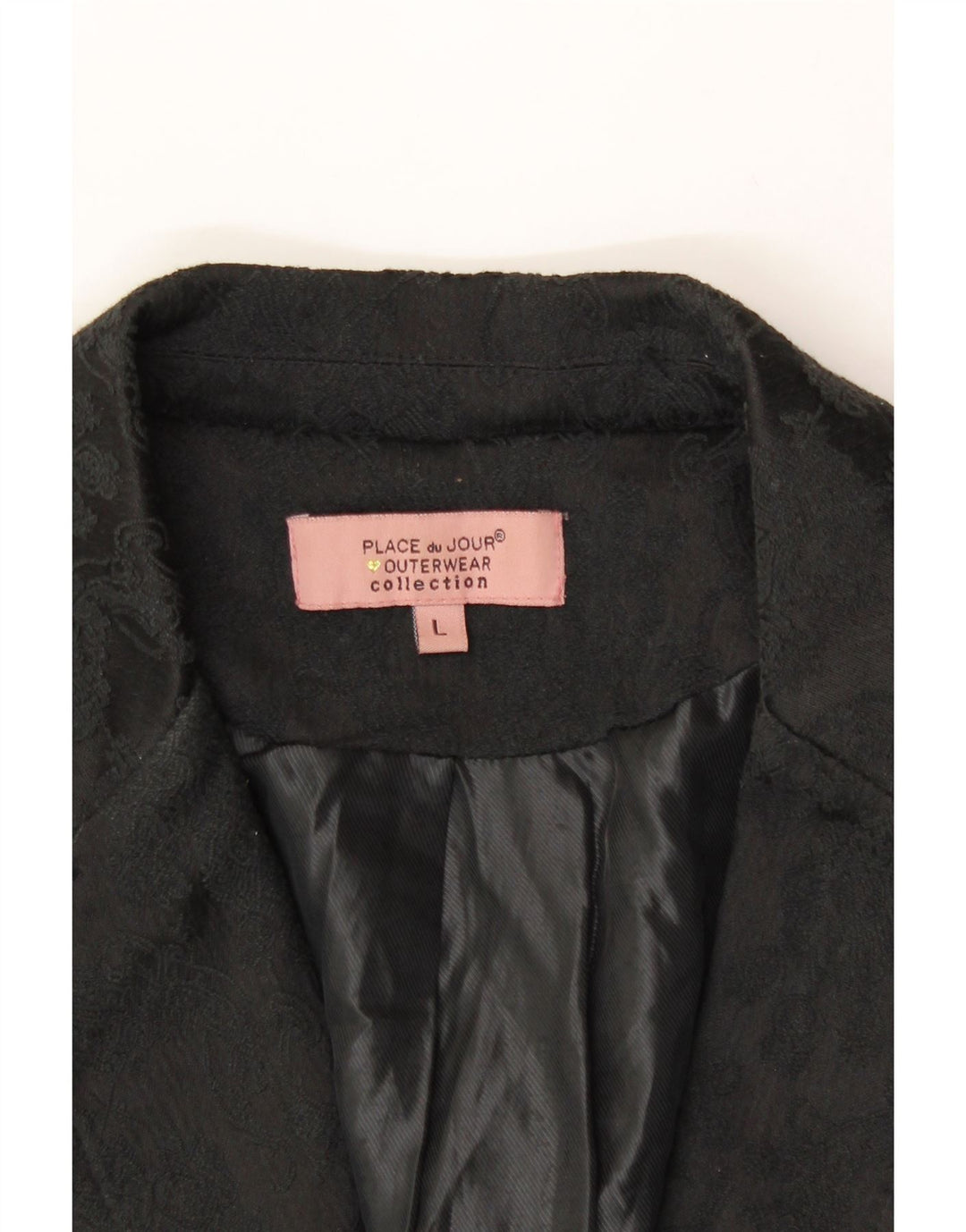 PLACE DU JOUR Womens 1 Button Blazer Jacket UK 14 Large Black Floral Vintage Place du Jour and Second-Hand Place du Jour from Messina Hembry 