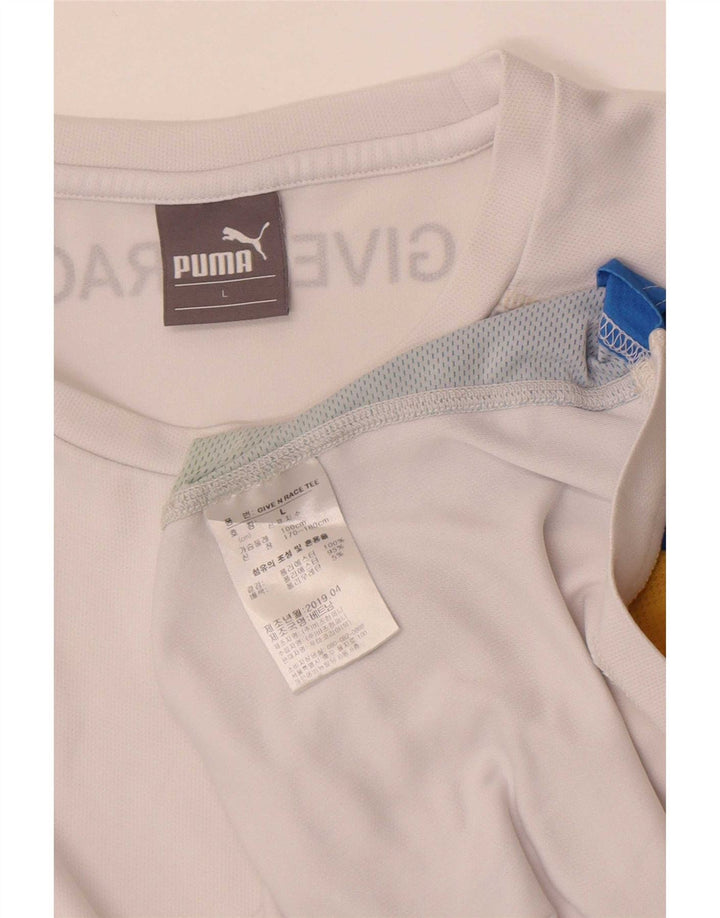 Puma Herren Grafik T-Shirt Top Large Weiß Colourblock