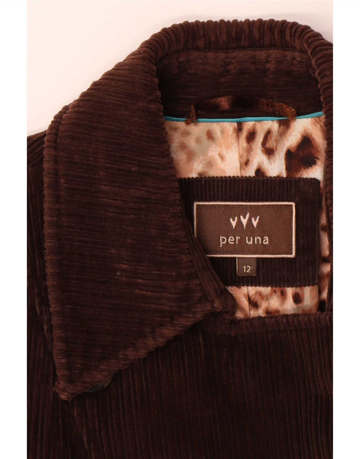 Marks & Spencer Per Una Cord-Erbsenmantel für Damen, UK 12, mittelbraun, Baumwolle