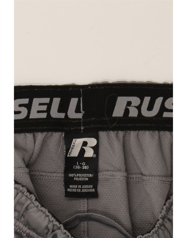 RUSSELL ATHLETIC Mens Sport Shorts Large  Grey Colourblock Polyester Vintage Russell Athletic and Second-Hand Russell Athletic from Messina Hembry 