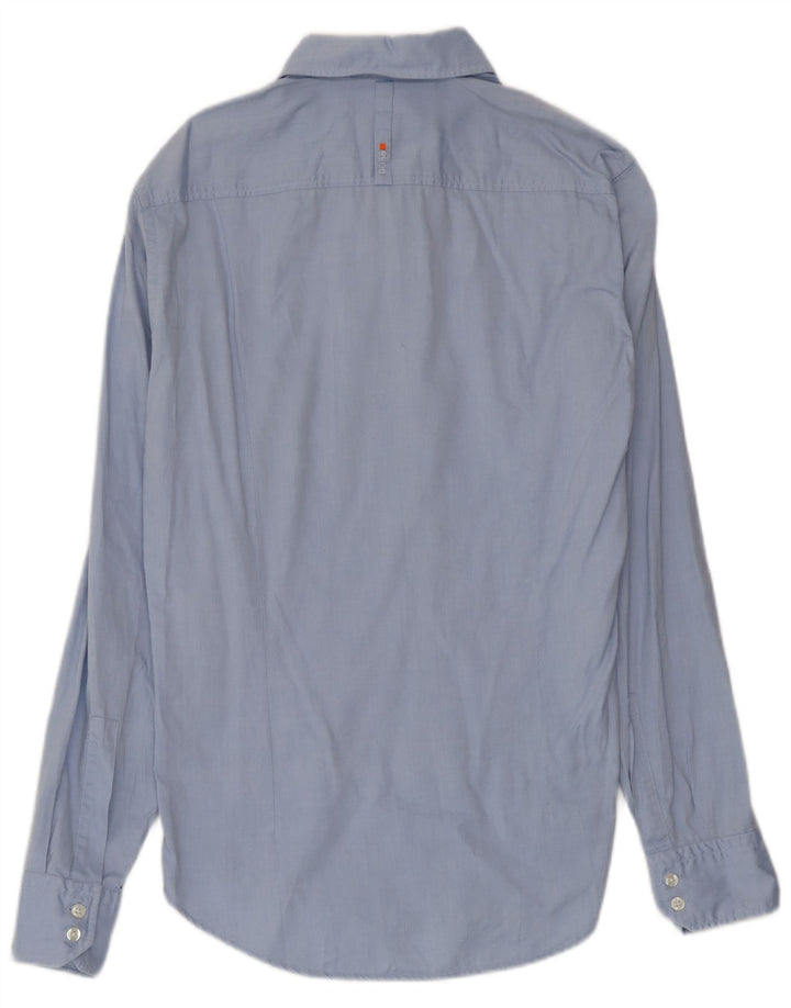 Hugo Boss Herrenhemd, klein, aus blauer Baumwolle