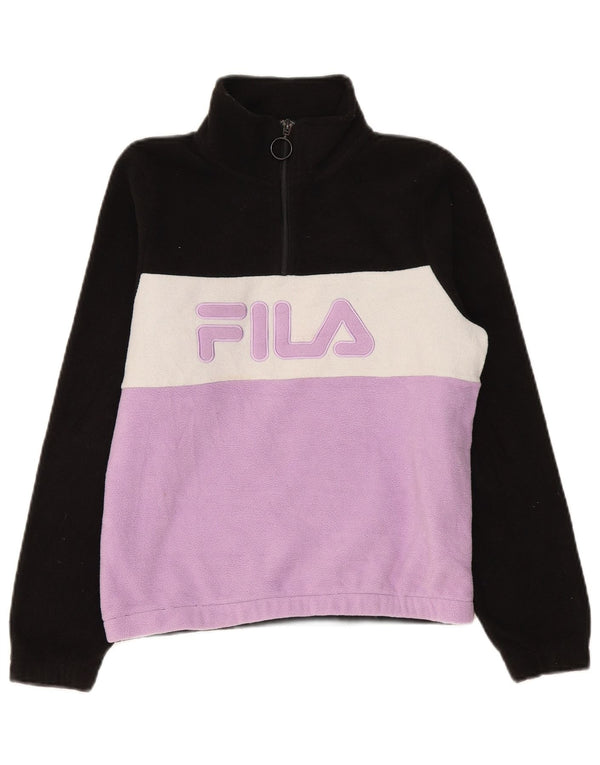 Fila Fleece-Pullover mit Grafik für Mädchen, 13–14 Jahre, schwarzes Colourblock-Polyester