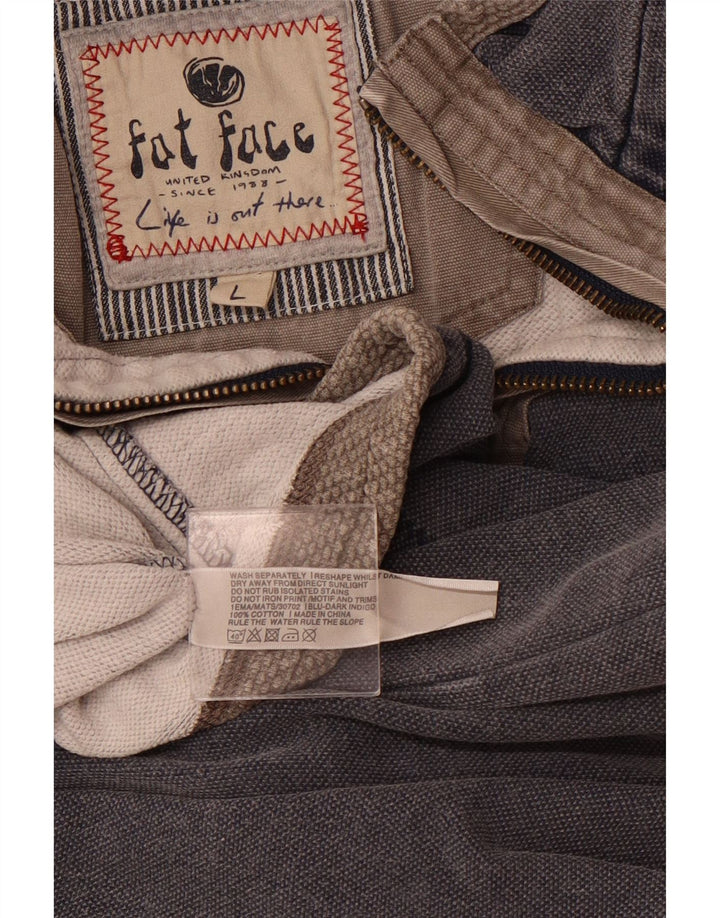 Fat Face Herren-Sweatshirt mit Reißverschluss am Hals, groß, aus grauer Baumwolle