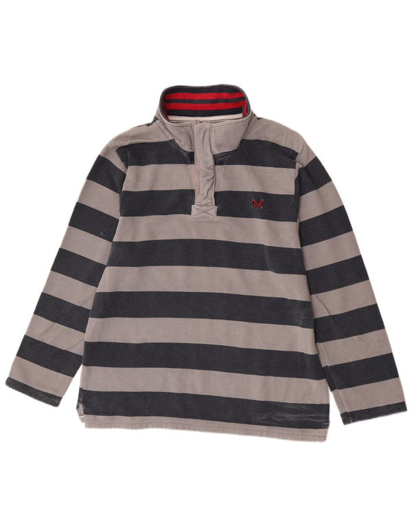 Crew Clothing Herren-Sweatshirt mit Reißverschluss am Hals, Mittelgrau gestreift