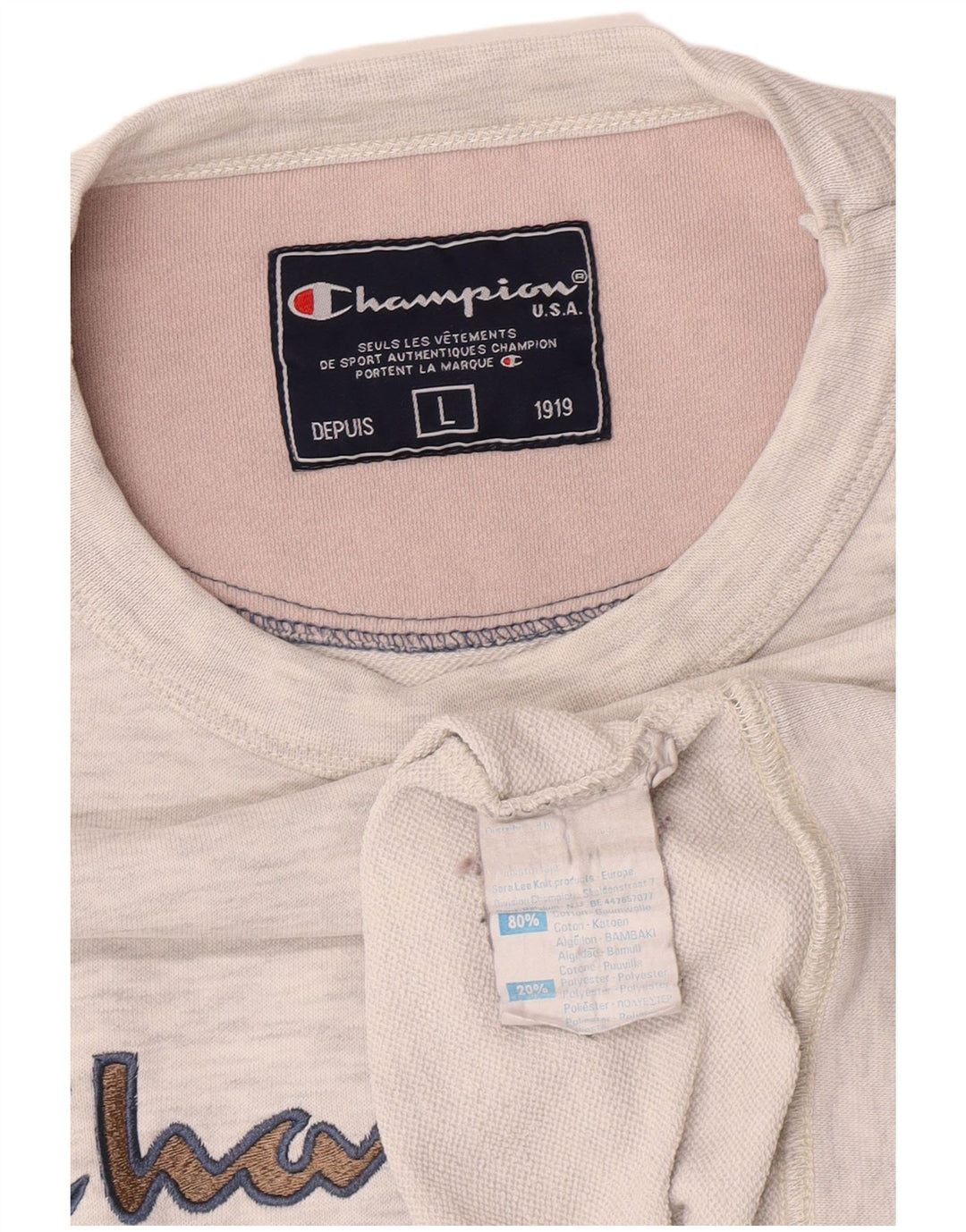 Champion Herren-Sweatshirt mit Grafik, groß, grau gesprenkelte Baumwolle