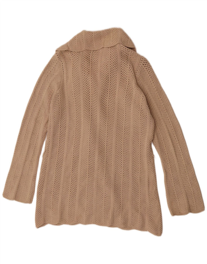 Marks & Spencer Damen Longline Open Cardigan Pullover UK 14 Large Beige