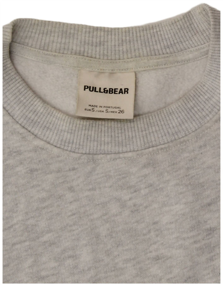 Pull & Bear Damen-Sweatshirt mit Grafik, Gr. 10, Größe S, Grau meliert