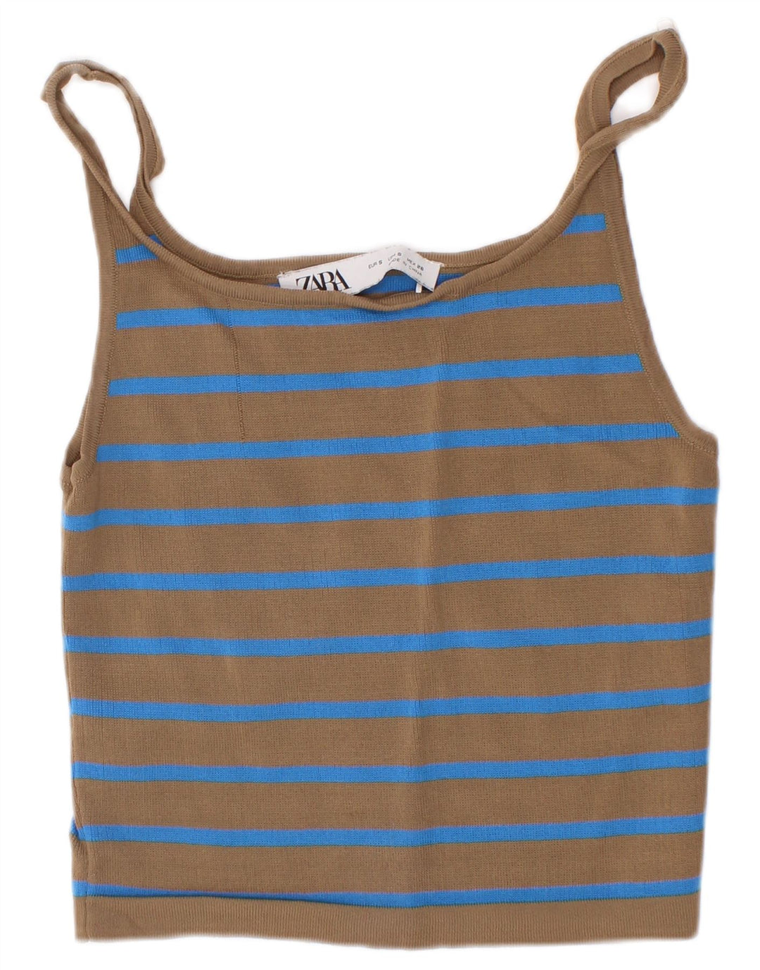 Zara Damen Crop Cami Top UK 8 Kleine braun gestreifte Viskose