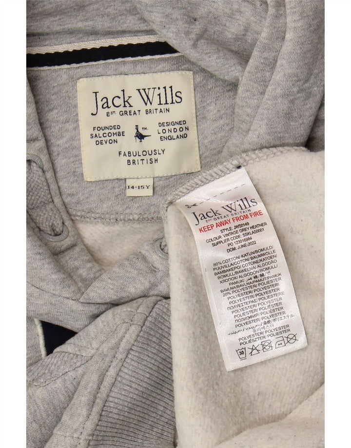 Jack Wills Kapuzenpullover mit Grafik für Jungen, 14–15 Jahre, graue Baumwolle