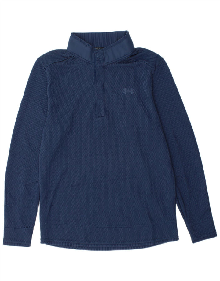 UNDER ARMOUR Herren Cold Gear Sweatshirt-Pullover mit Knopfleiste in mittlerem Marineblau