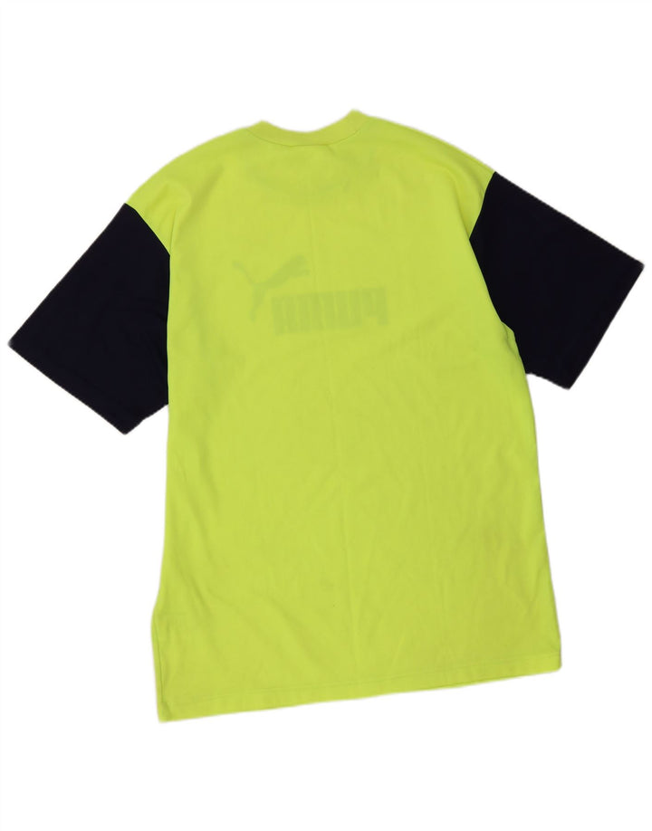 Puma Herren Grafik-T-Shirt-Oberteil, großes gelbes Farbblock-Polyester