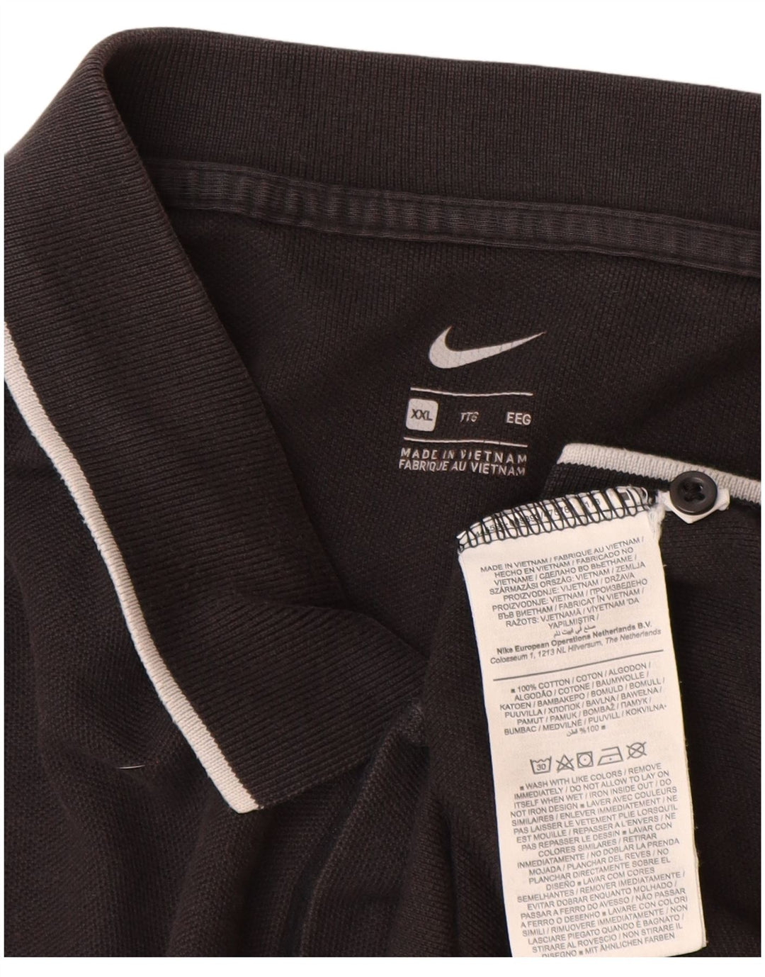 NIKE Herren Poloshirt 2XL Schwarz Baumwolle