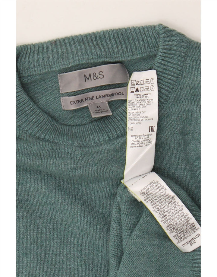 Marks & Spencer Herren-Pullover mit Rundhalsausschnitt, mittelgrüne Lammwolle