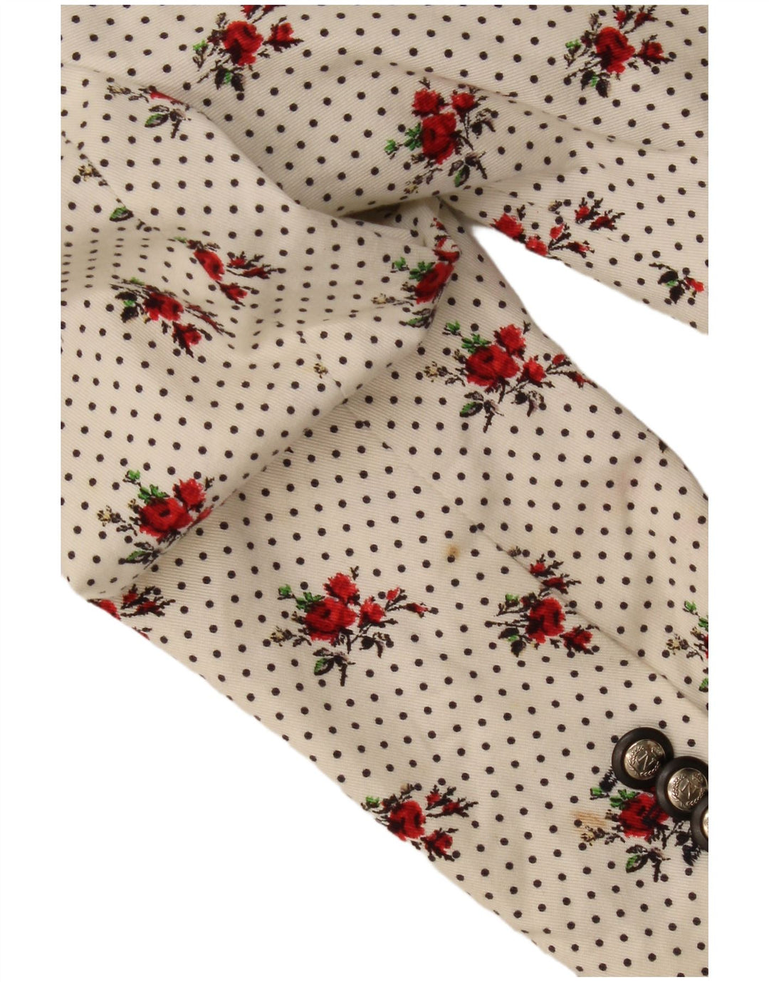 Zara Damen-Blazer mit 1 Knopf, UK 12, mittelweiß, geblümt, Baumwolle