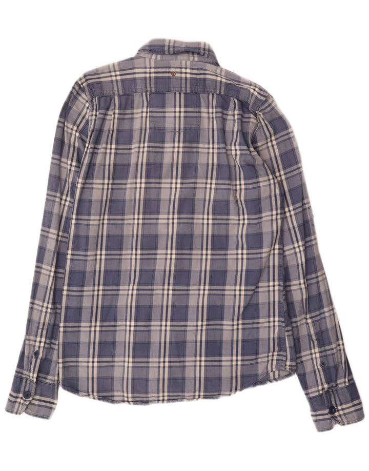 Superdry Herren-Flanellhemd aus mittelblau karierter Baumwolle
