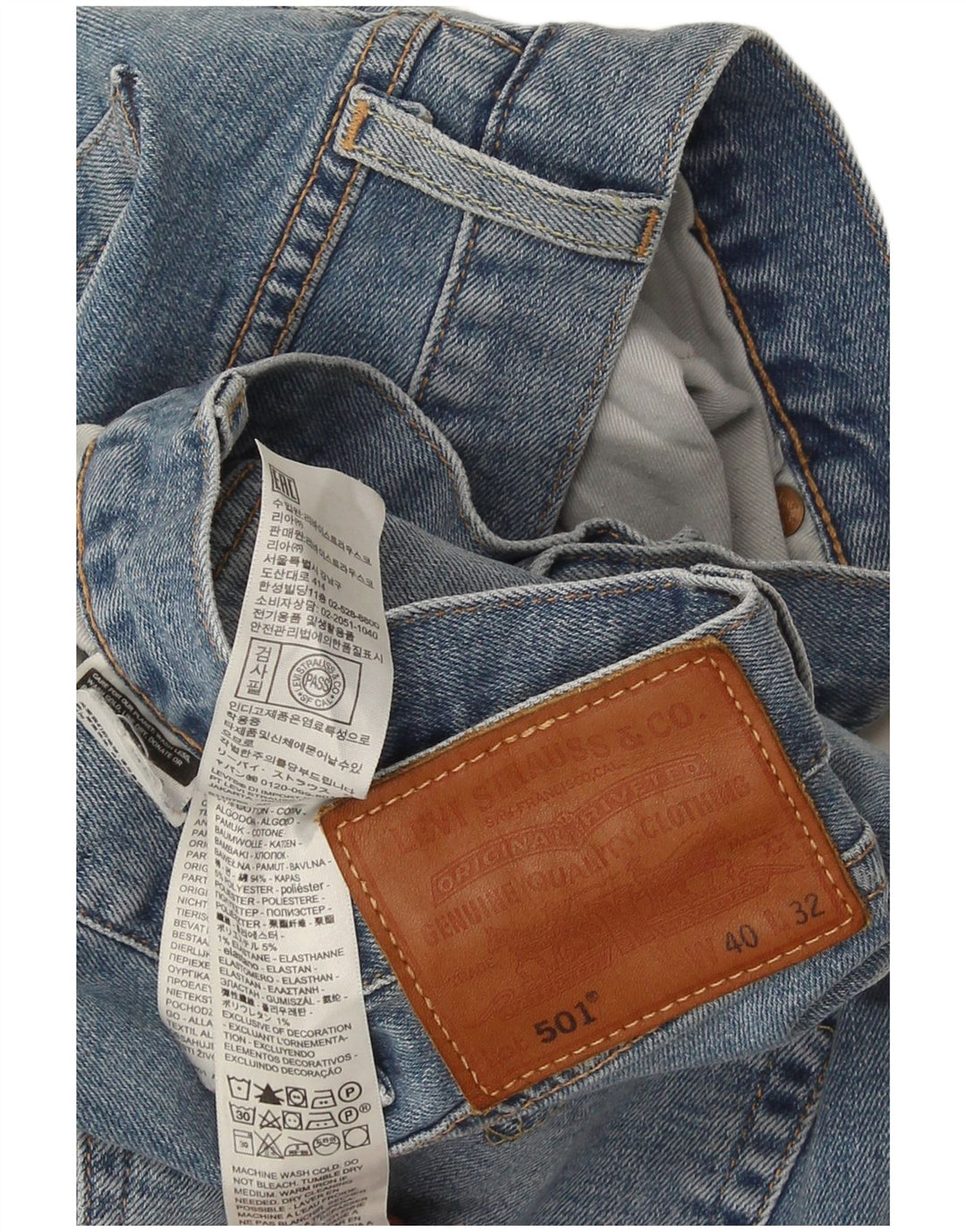 Levi's Herren 501 Straight Jeans W40 L32 Blaue Baumwolle