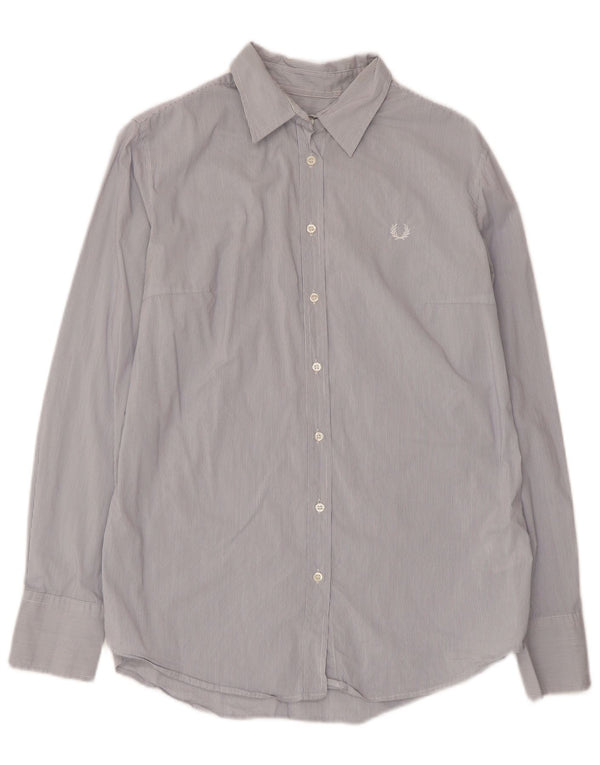 FRED PERRY Damenhemd UK 18 XL Blaue Nadelstreifen-Baumwolle