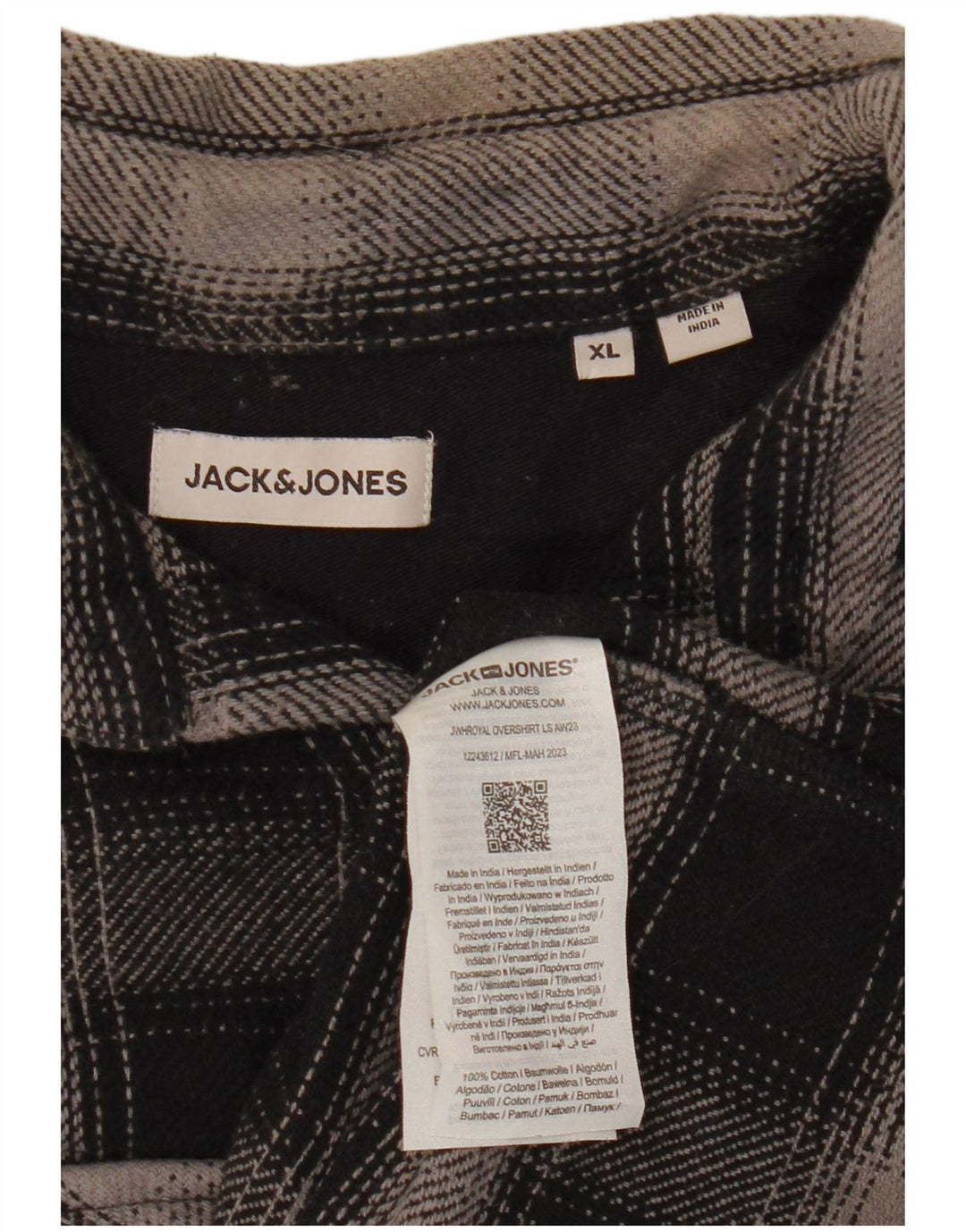 JACK & JONES Herren-Flanellhemd XL, schwarz kariert, Baumwolle