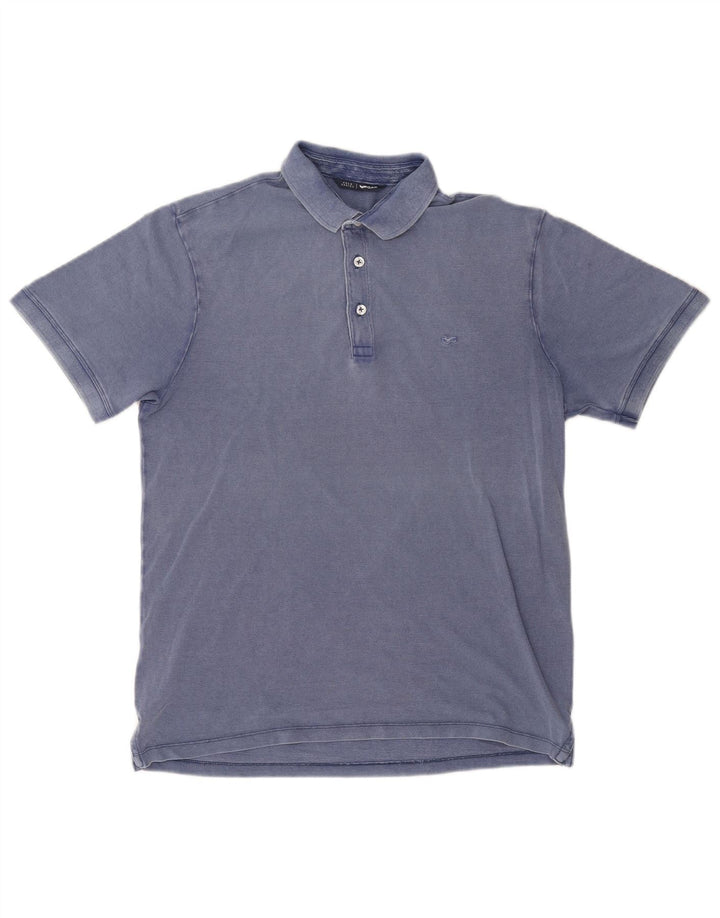 Gas Herren-Poloshirt aus mittelblauer Baumwolle