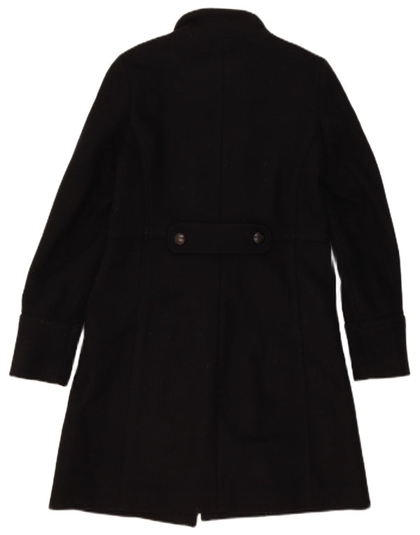Massimo Dutti Damen Zweireihiger Mantel EU 36 XS Schwarze Wolle