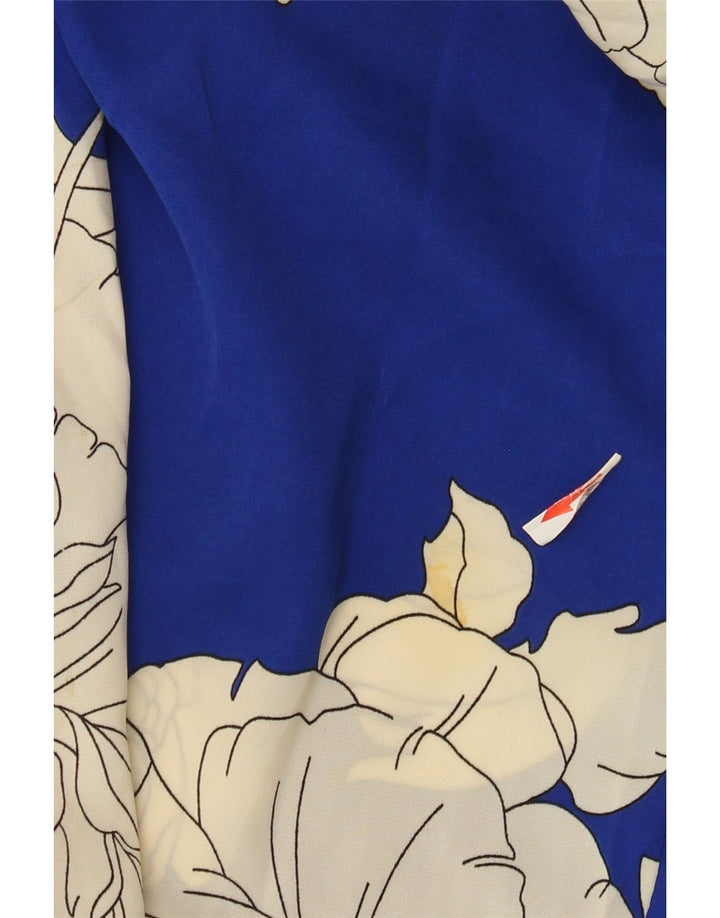 Vintage Damen Jumpsuit UK 12 Mittelblau geblümt