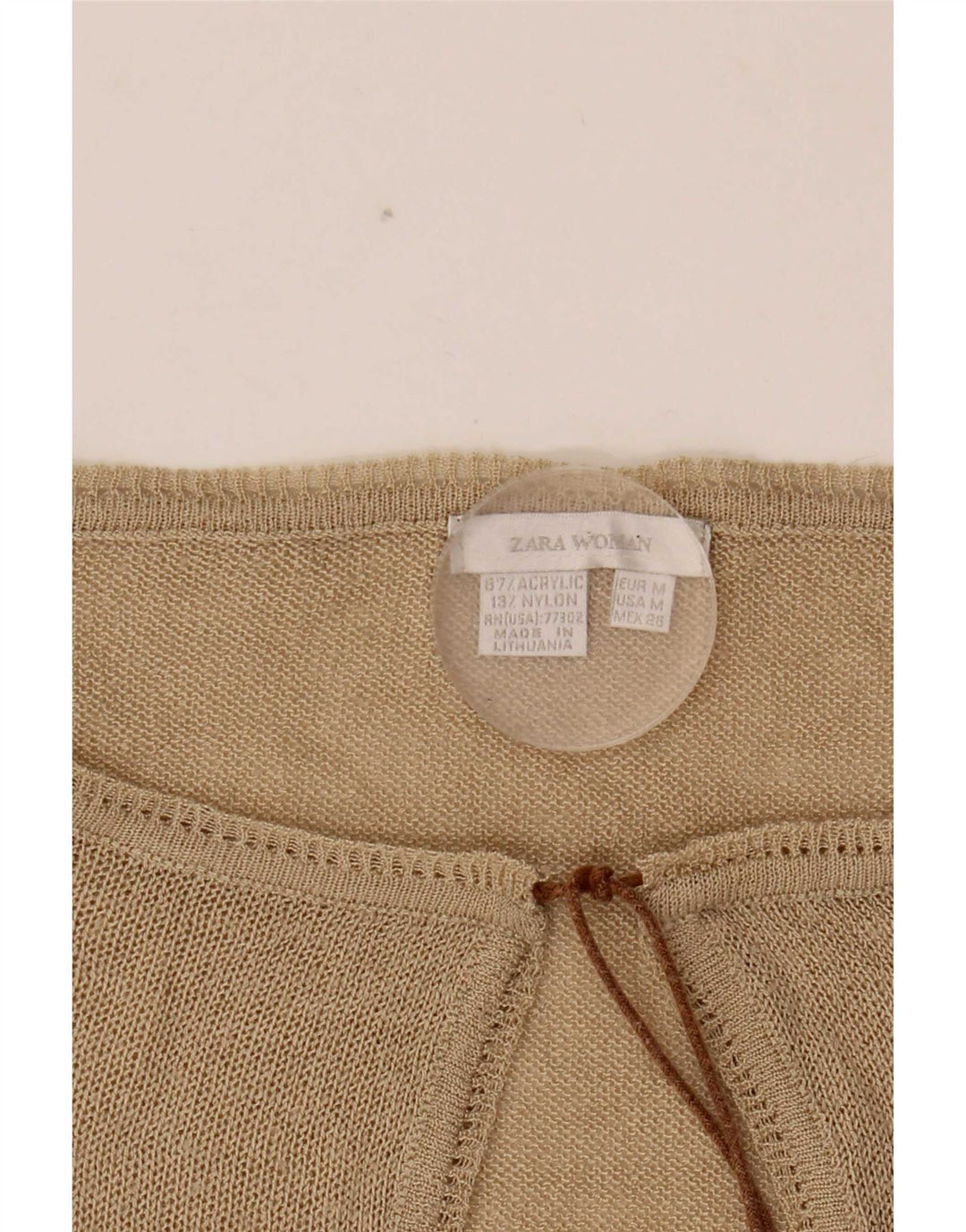 Zara Damen Top Langarm UK 14 Medium Beige Acryl