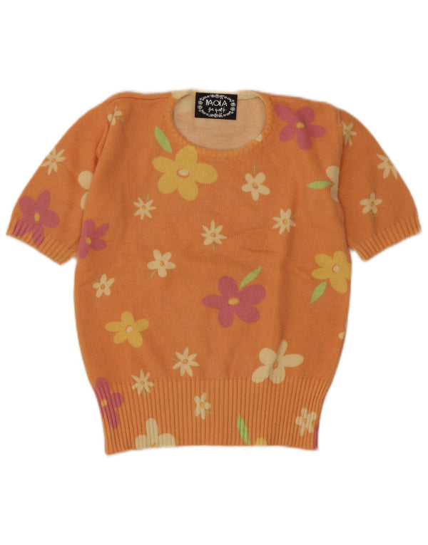 Paola Pullover für Mädchen, kurzärmelig, Rundhalsausschnitt, 11–12 Jahre, orangefarbenes Blumenmuster