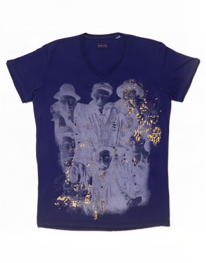 Diesel Herren T-Shirt mit Grafik, Größe L, Blau