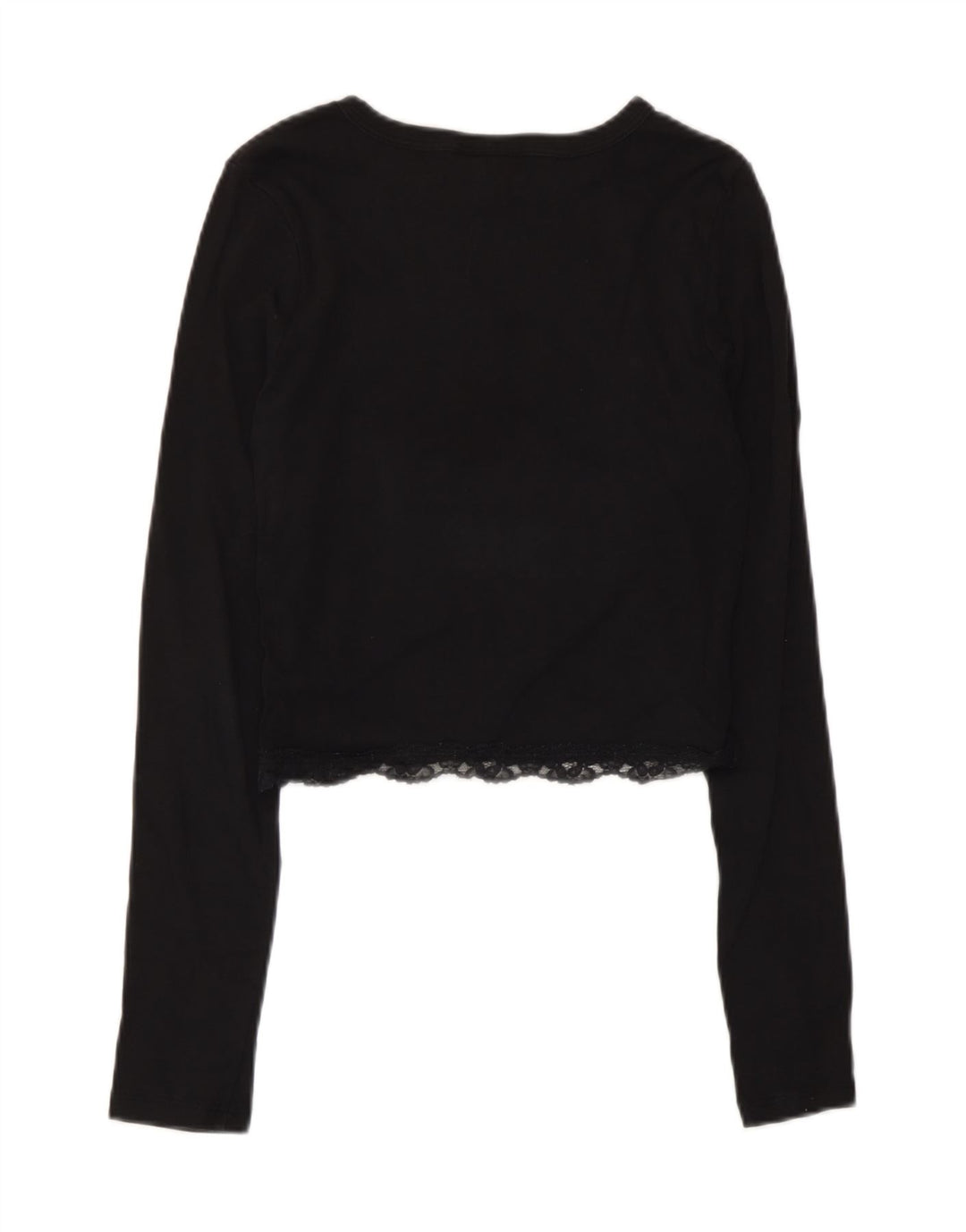 Topshop Damen Crop Top Langarm UK 10 Small Schwarz