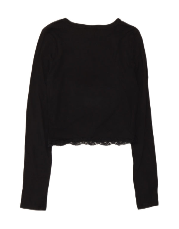 Topshop Damen Crop Top Langarm UK 10 Small Schwarz