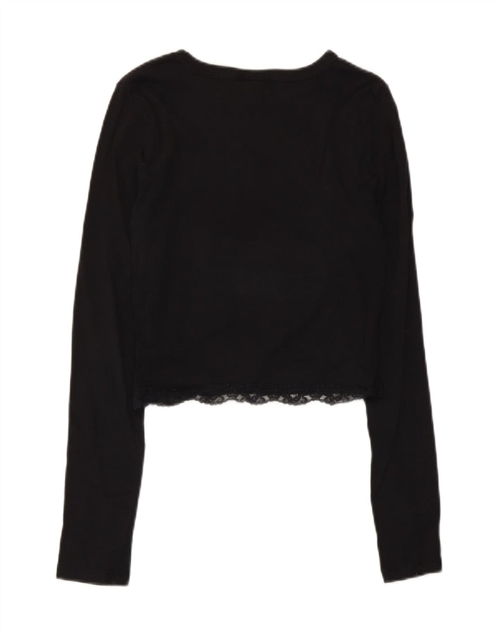 Topshop Damen Crop Top Langarm UK 10 Small Schwarz